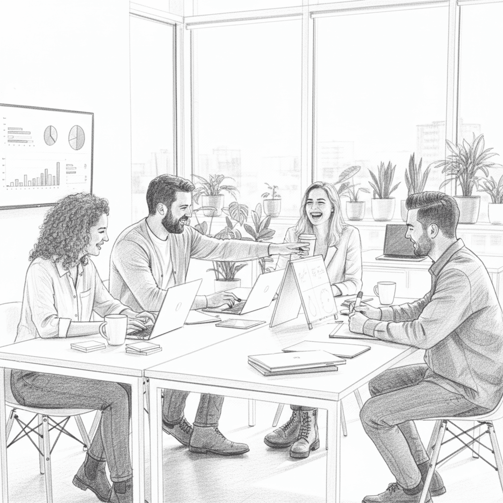 Image showing young people working happily in office